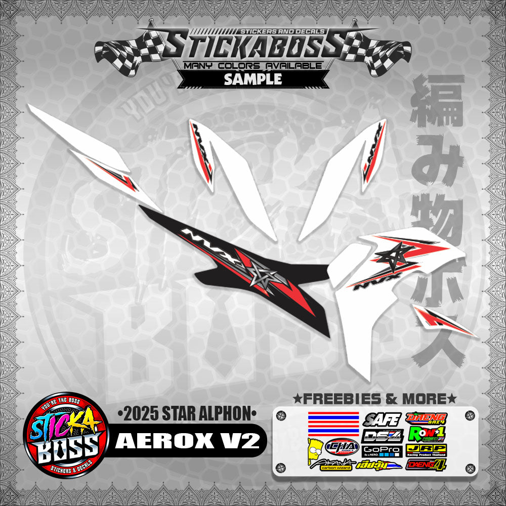 AEROX V2 INDO STICKER DECALS ( 2025 STAR ALPHON )【WITH FREEBIES】