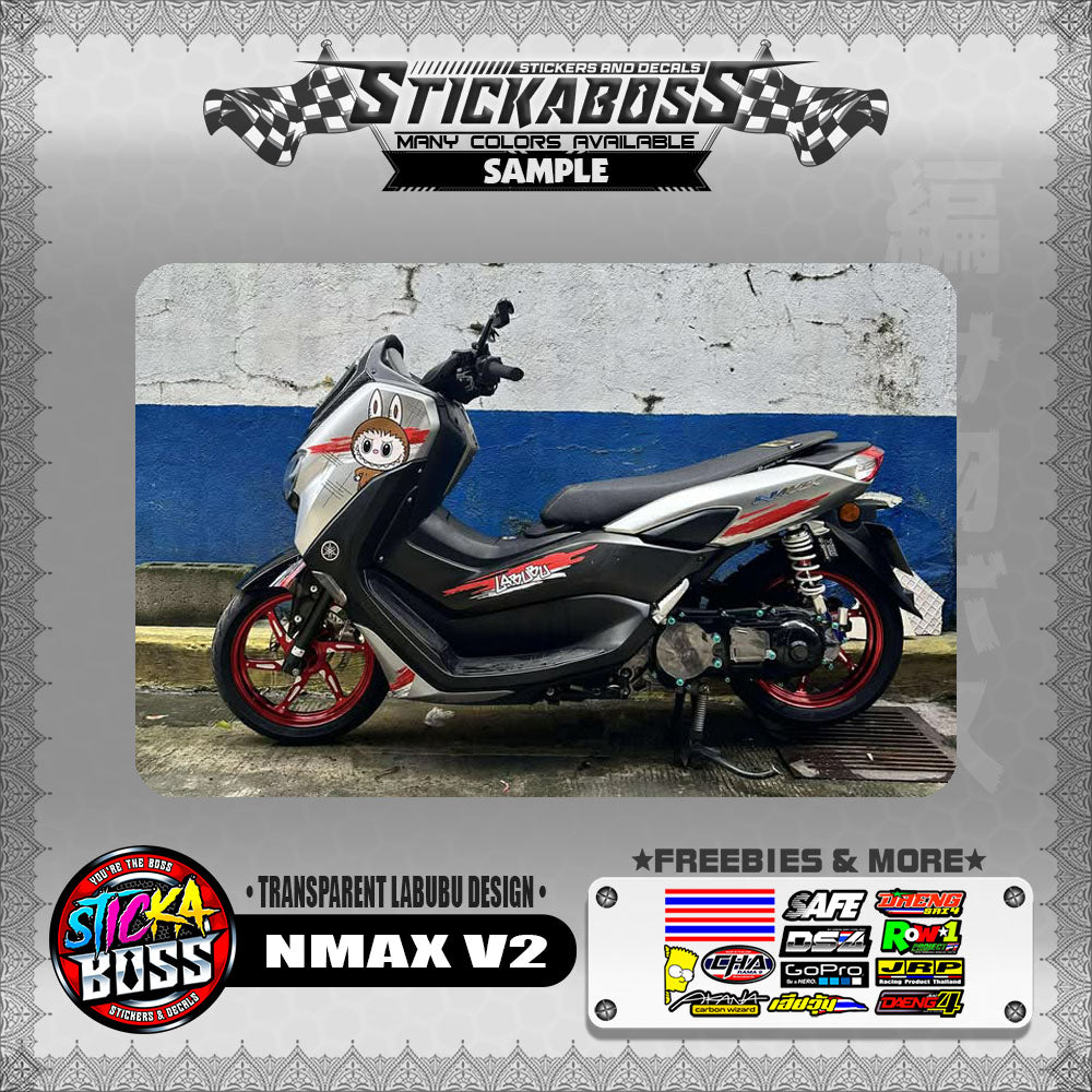 【PREMIUM UV PRINT】TRANSPARENT NMAX V2 STICKER DECALS ( LABUBU DESIGN )【WITH FREEBIES】