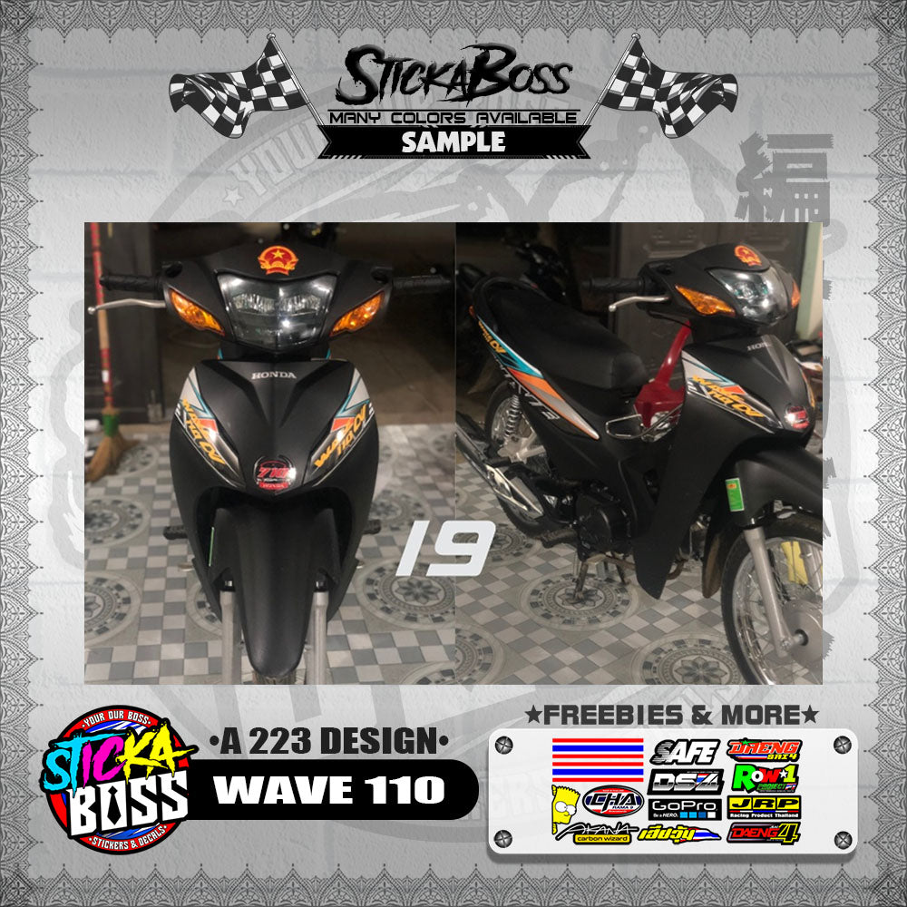 WAVE 110 DECALS ( A 223 DESIGN )【WITH FREEBIES】