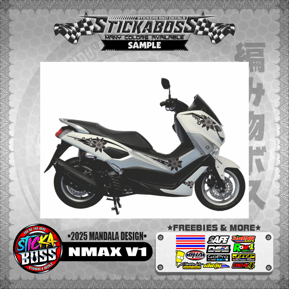 NMAX V1 INDO-THAI-MALAYSIAN STICKER DECALS ( 2025 MANDALA DESIGN )【WITH FREEBIES】