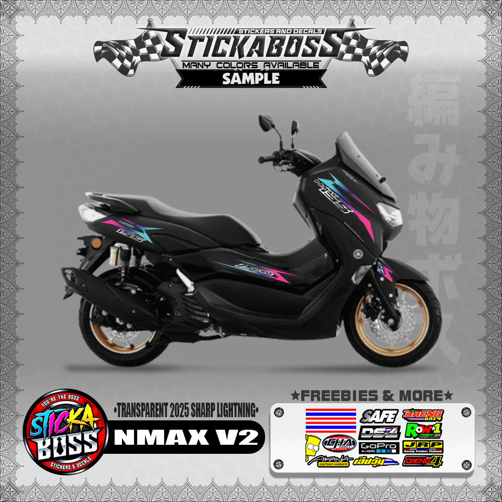 【PREMIUM UV PRINT】TRANSPARENT NMAX V2 INDO STICKER DECALS ( 2025 SHARP LIGHTNING )【WITH FREEBIES】