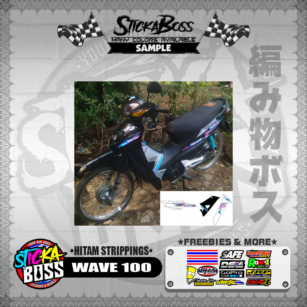 WAVE 100 MALAYSIAN DECALS ( HITAM STRIPPINGS )【WITH FREEBIES】