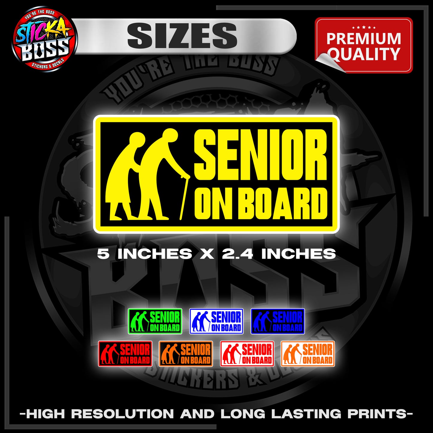 SENIOR ON BOARD | 3M REFLECTIVE STICKER | PREMIUM LAMINATED【PREMIUM QUALITY】