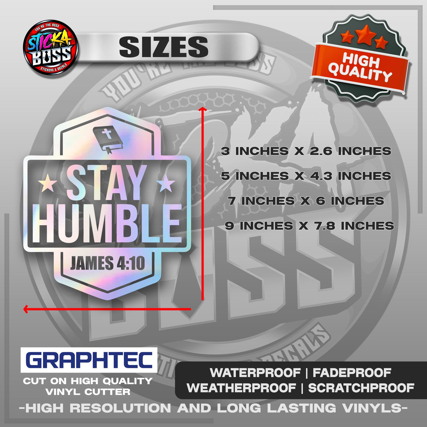 STAY HUMBLE - JAMES 4:10 | VINYL WATERPROOF CUT-OUT STICKER DECALS【Stickaboss】