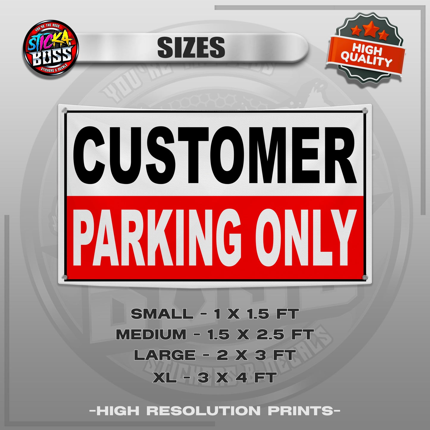 TARPAULIN CUSTOMER PARKING ONLY, RESERVED | TARPAULIN HIGH RESOLUTION PRINT【STICKABOSS】