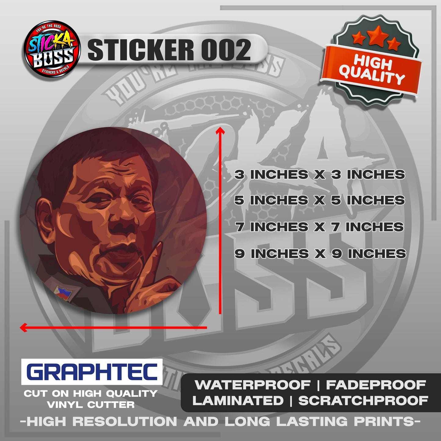 DUTERTE STICKERS | VINYL WATERPROOF STICKER | PREMIUM LAMINATED【PRINTED】
