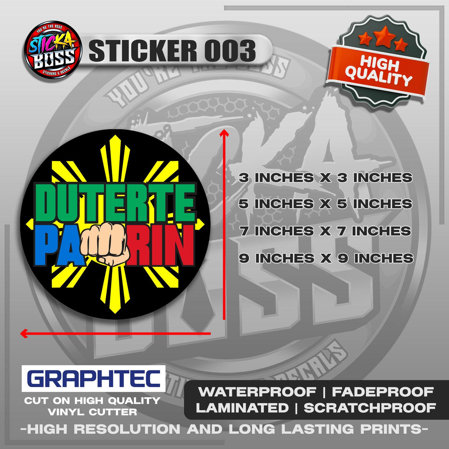 DUTERTE STICKERS | VINYL WATERPROOF STICKER | PREMIUM LAMINATED【PRINTED】