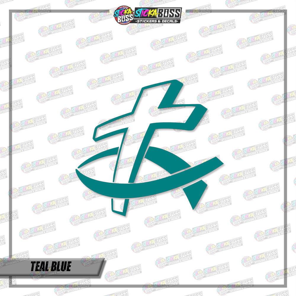 FISH CROSS (VINYL CUT-OUT STICKER DECALS )【Stickaboss】