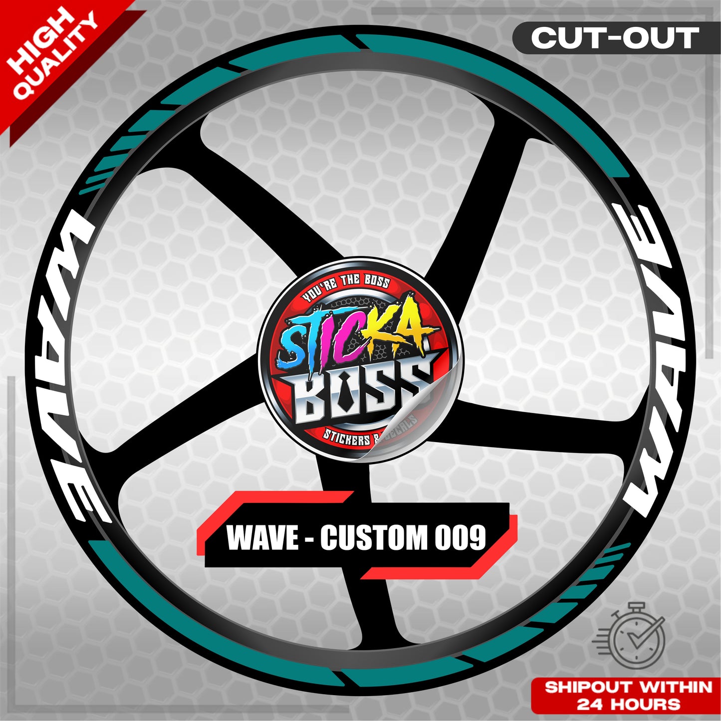 WAVE 110 / 125 MAG STICKER SET ( 2 MAGS ) - CUSTOM 009 | VINYL WATERPROOF CUT-OUT DECALS