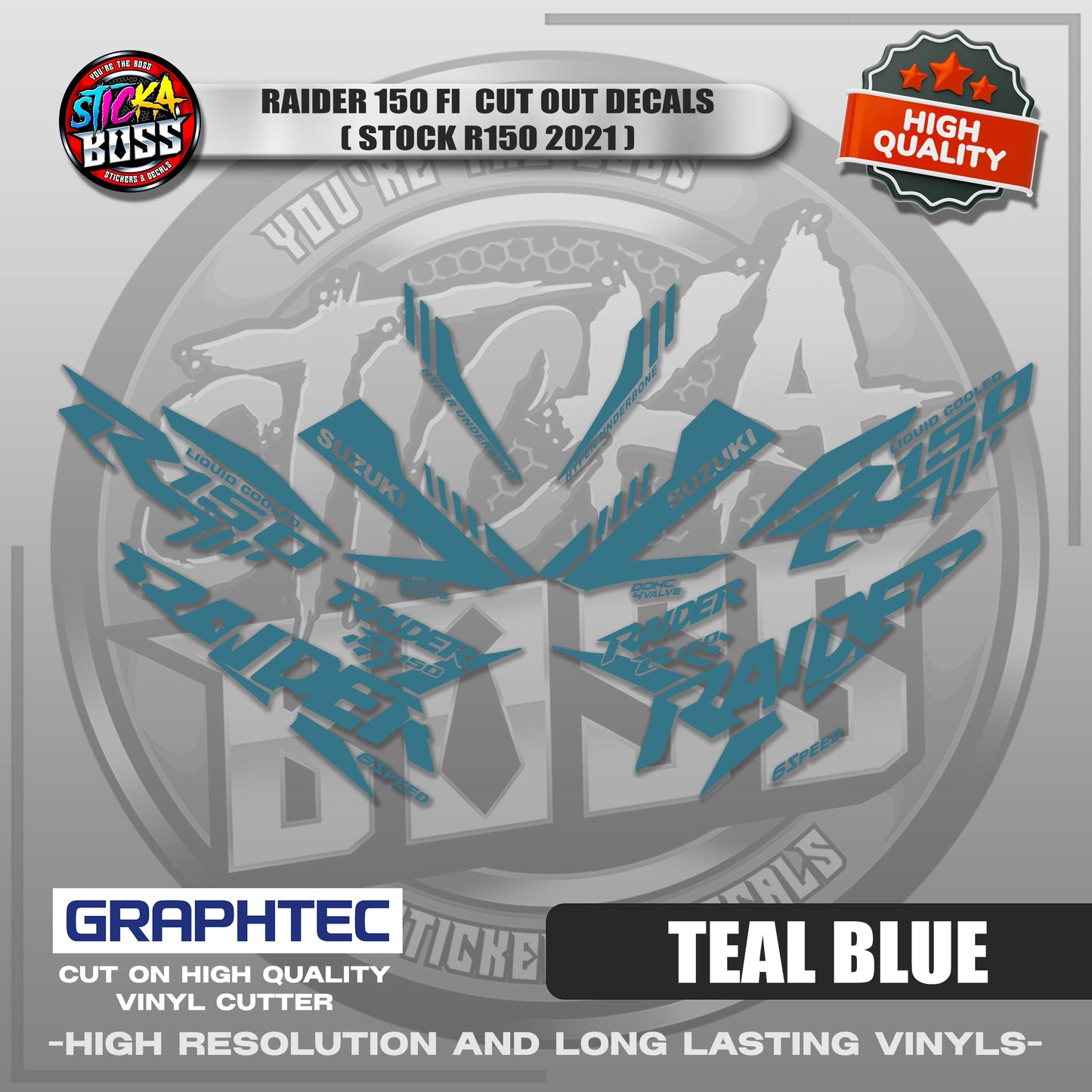 RAIDER 150 FI CUT OUT DECALS ( STOCK R150 2021) | VINYL WATERPROOF CUT-OUT STICKER DECALS