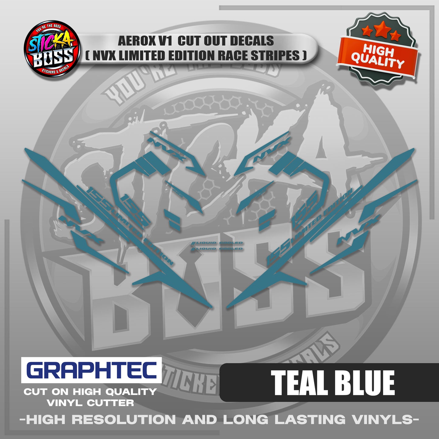 AEROX V1 CUT OUT DECALS ( NVX LIMITED EDITION RACE STRIPES ) | VINYL WATERPROOF CUT-OUT DECALS