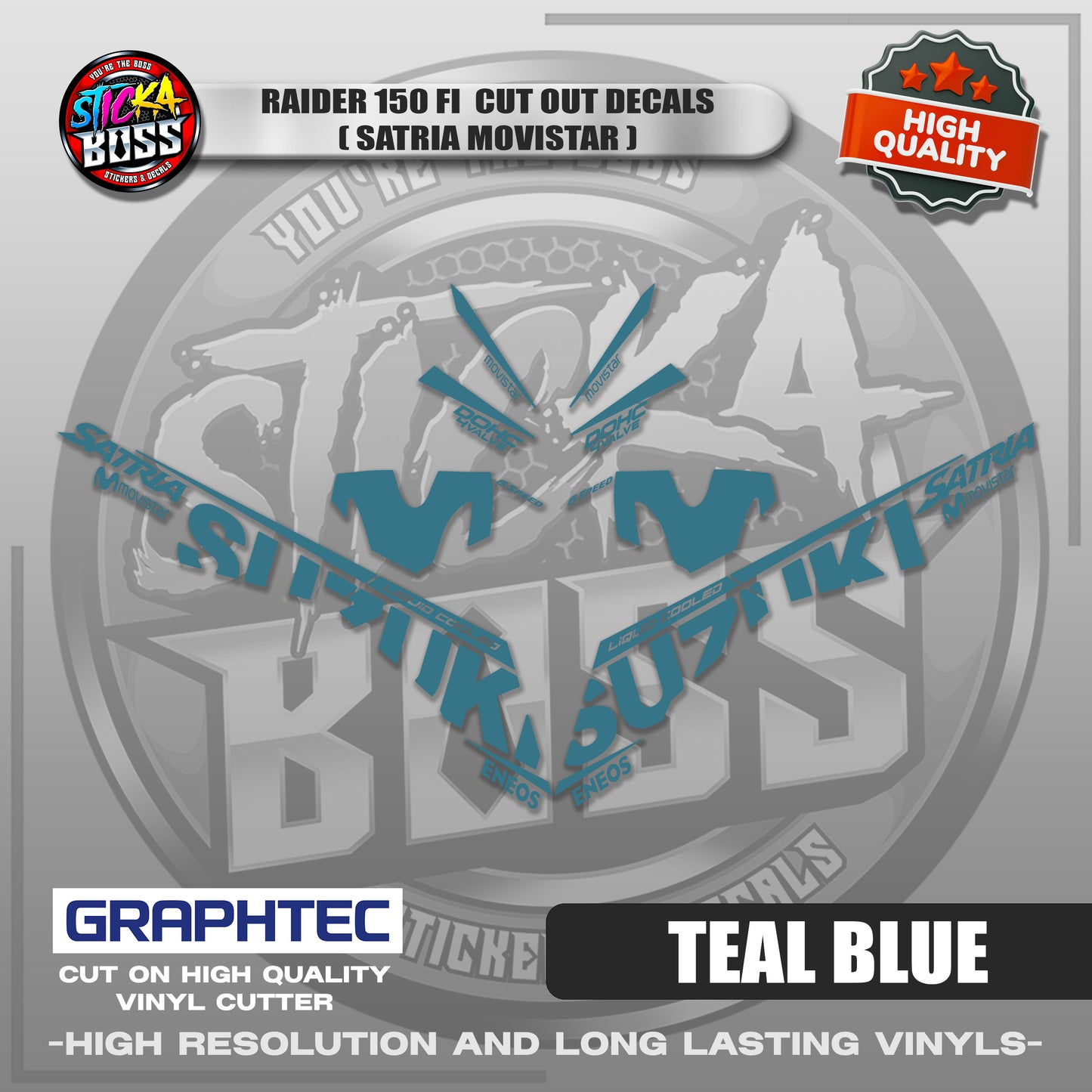 RAIDER 150 FI CUT OUT DECALS ( SATRIA MOVISTAR ) | VINYL WATERPROOF CUT-OUT STICKER DECALS