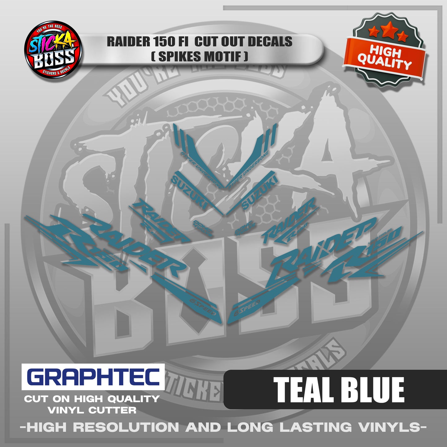 RAIDER 150 FI CUT OUT DECALS ( SPIKES MOTIF ) | VINYL WATERPROOF CUT-OUT STICKER DECALS
