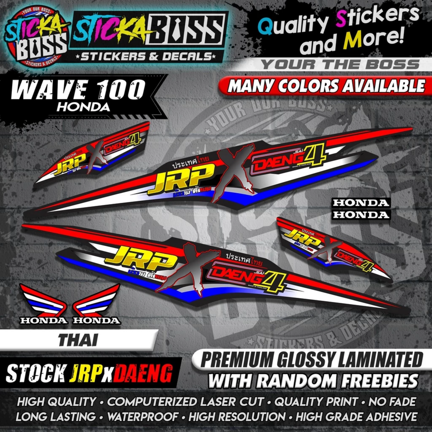 HONDA WAVE 100 Thai Decals ( Stock JRP x DAENG )【WITH FREEBIES】