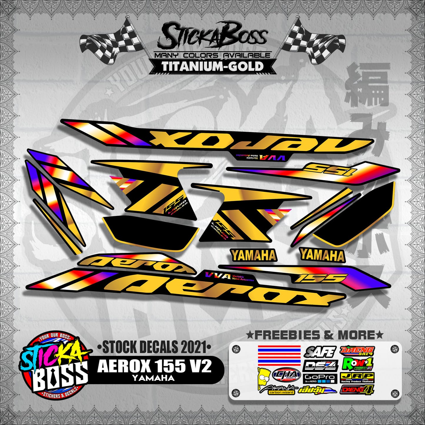 AEROX 155 V2 ( STOCK DECALS 2021 )【WITH FREEBIES】