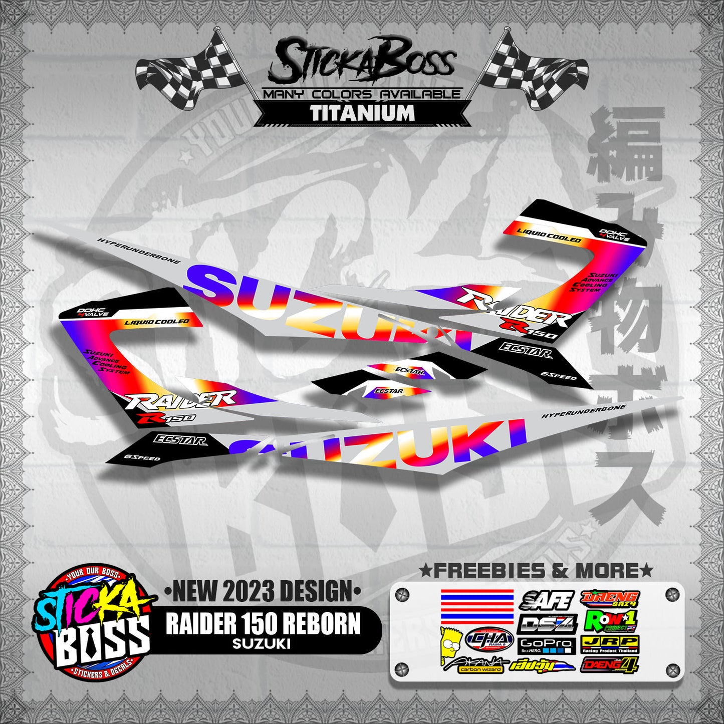 RAIDER 150 REBORN STOCK DECALS ( NEW 2023 DESIGN )【WITH FREEBIES】