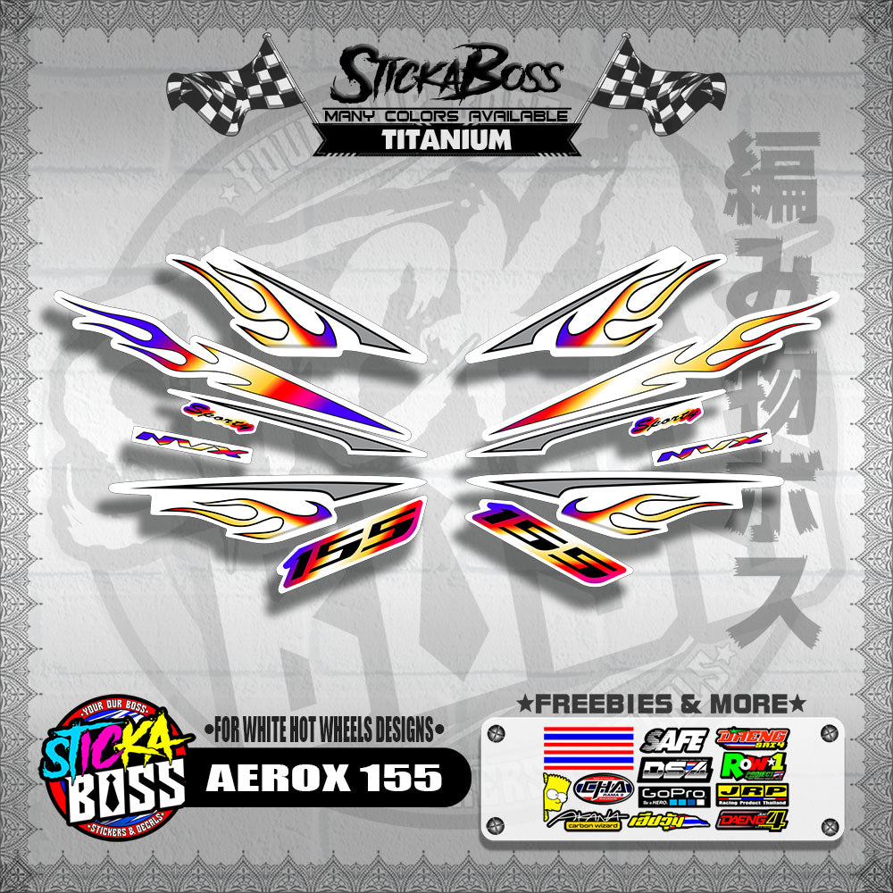 AEROX 155 DECALS ( FOR WHITE HOT WHEELS DESIGNS )【WITH FREEBIES】