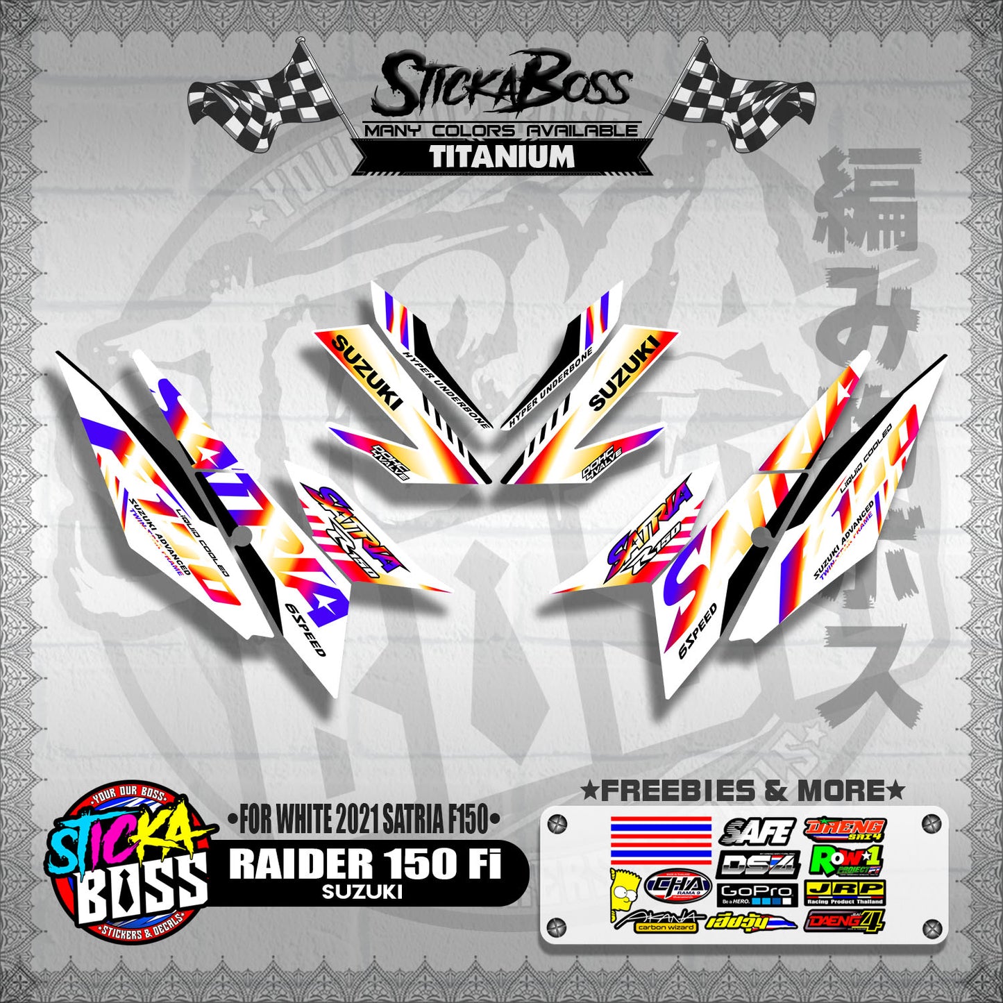 RAIDER 150 Fi DECALS ( FOR WHITE 2021 SATRIA F150 )【WITH FREEBIES】