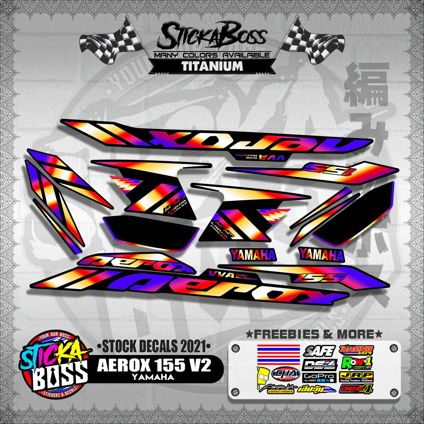AEROX 155 V2 ( STOCK DECALS 2021 )【WITH FREEBIES】