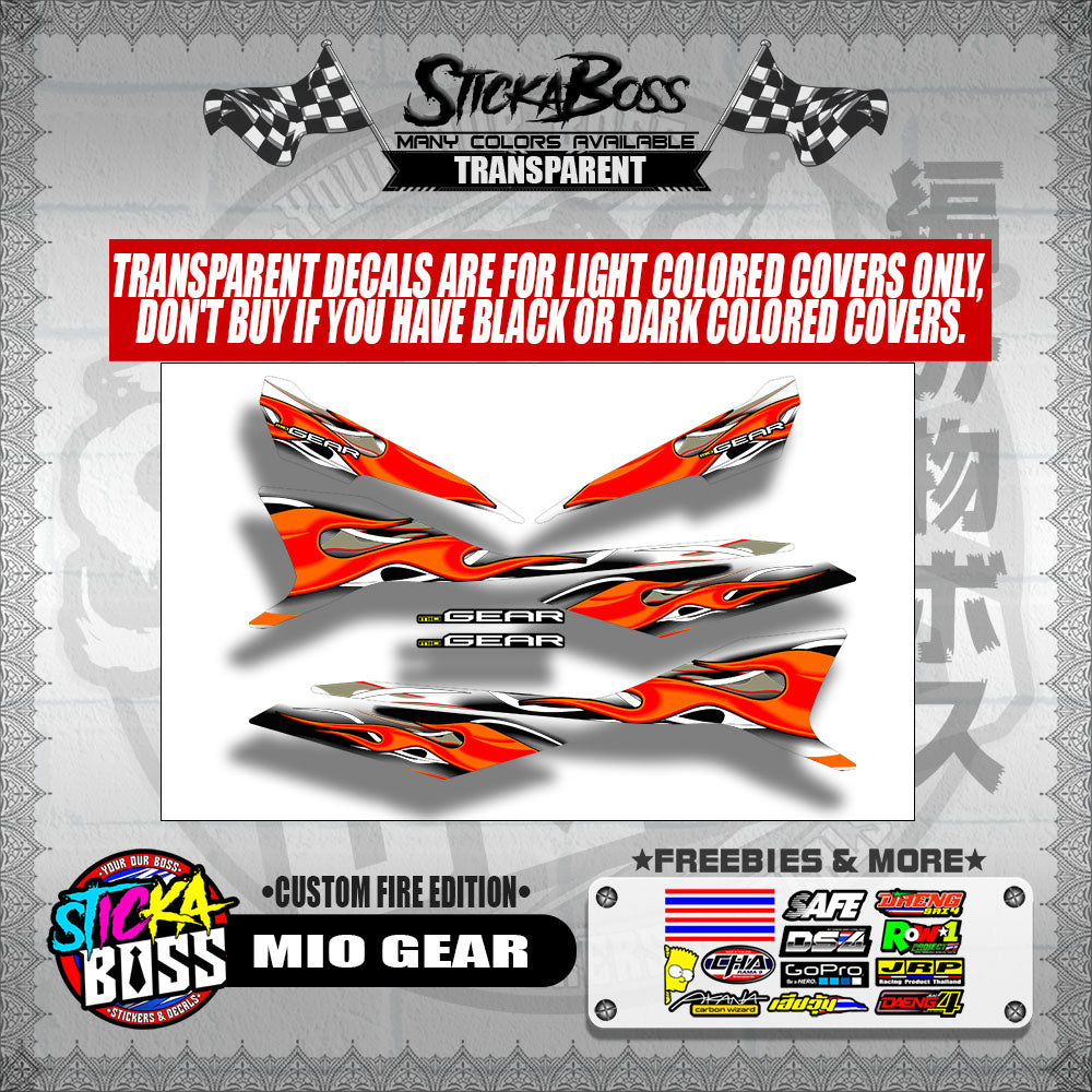 MIO GEAR DECALS ( CUSTOM FIRE EDITION )【WITH FREEBIES】