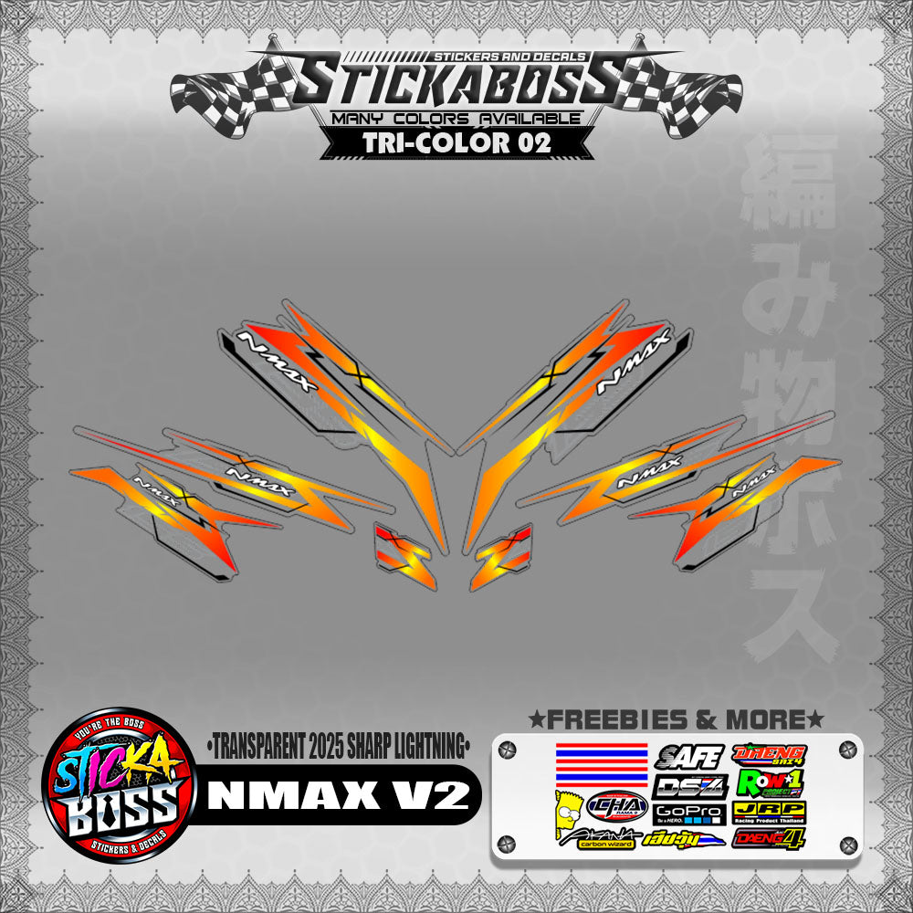 【PREMIUM UV PRINT】TRANSPARENT NMAX V2 INDO STICKER DECALS ( 2025 SHARP LIGHTNING )【WITH FREEBIES】