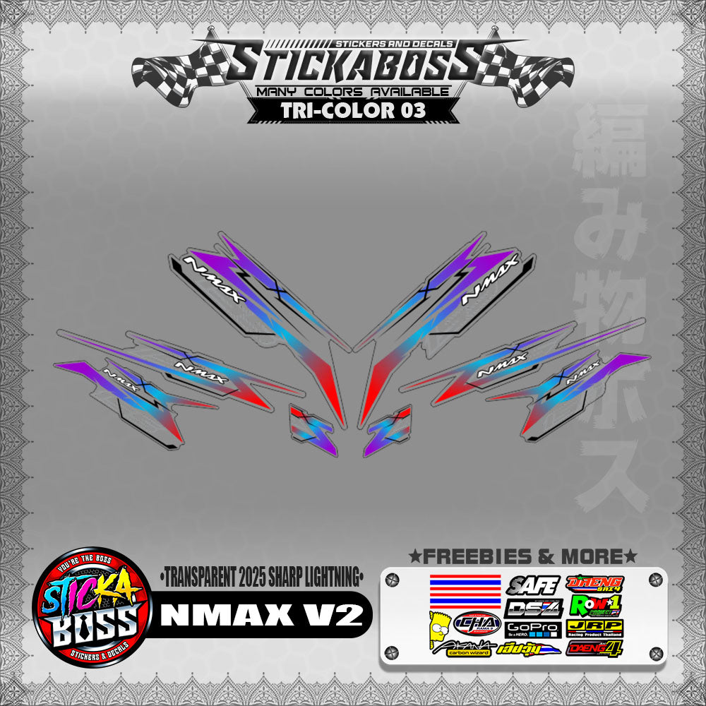 【PREMIUM UV PRINT】TRANSPARENT NMAX V2 INDO STICKER DECALS ( 2025 SHARP LIGHTNING )【WITH FREEBIES】