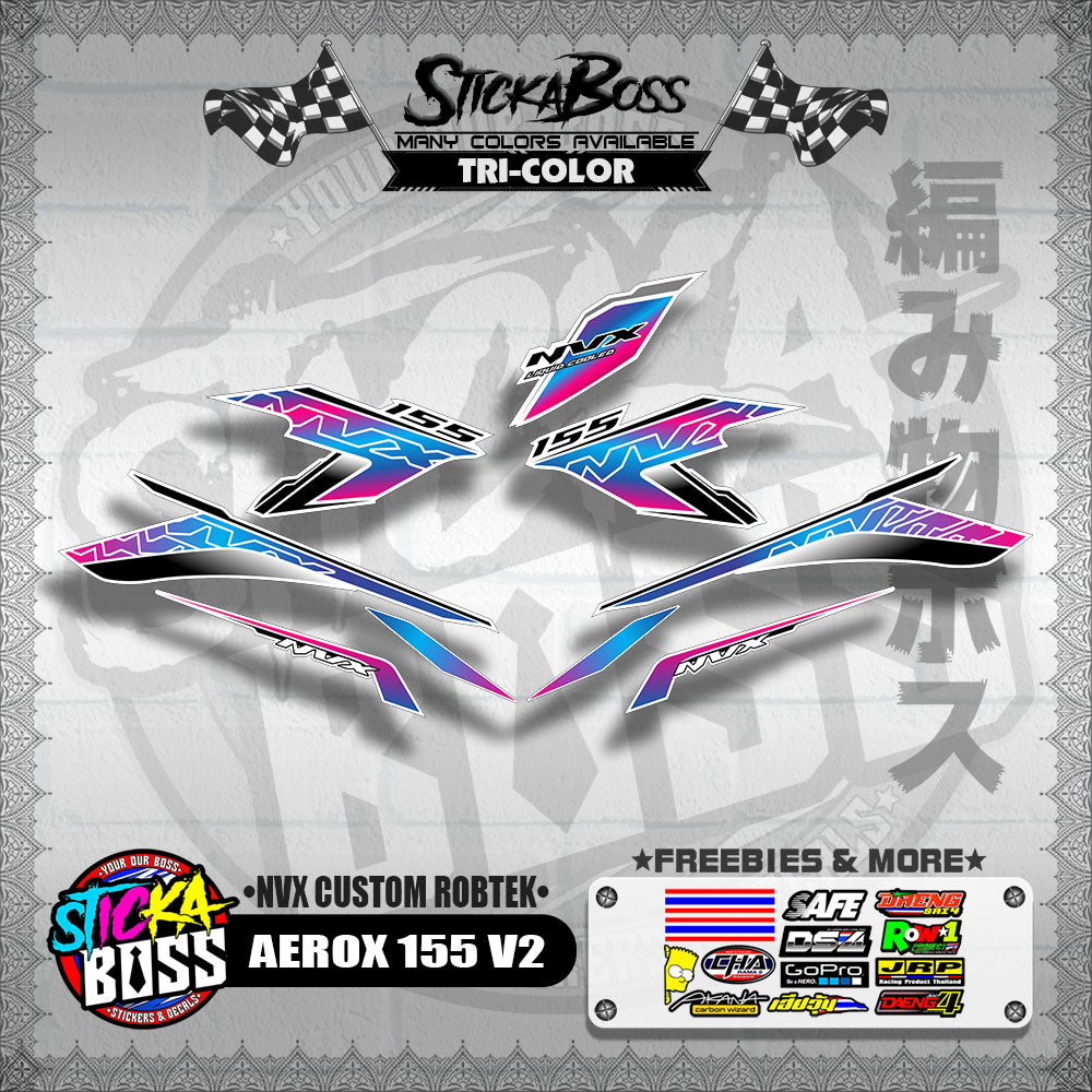 AEROX 155 V2 DECALS ( NVX CUSTOM ROBTEK )【WITH FREEBIES】