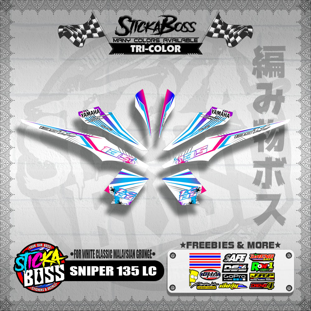 SNIPER 135 LC DECALS ( FOR WHITE CLASSIC MALAYSIAN GRUNGE )【WITH FREEBIES】