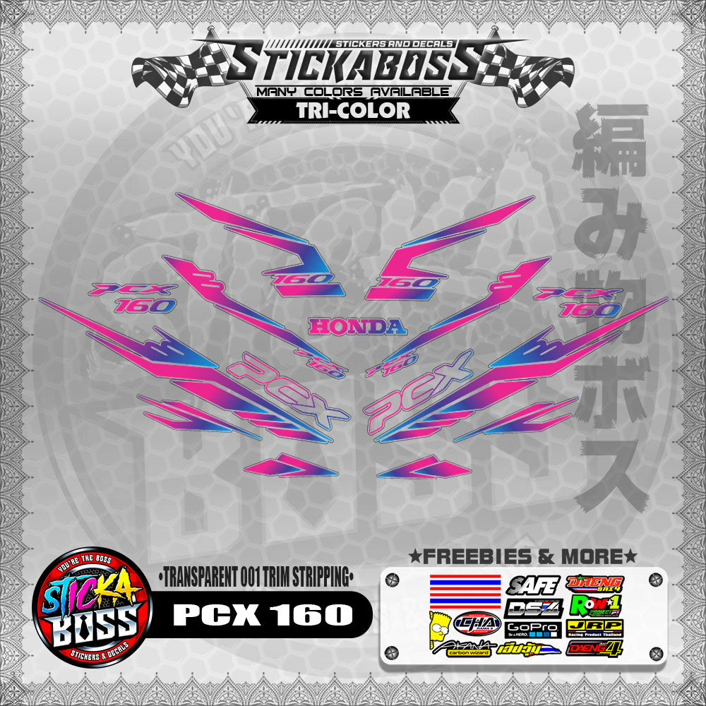 【PREMIUM UV PRINT】TRANSPARENT PCX 160 STICKER DECALS ( 001 TRIM STRIPPING )【WITH FREEBIES】