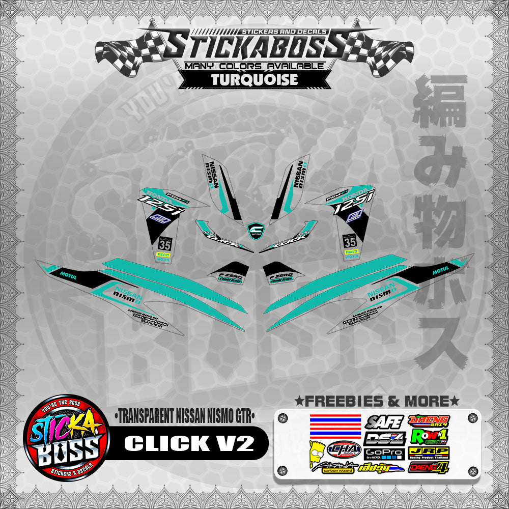 【PREMIUM UV PRINT】TRANSPARENT CLICK V2 STICKER DECALS ( NISSAN NISMO GTR )【WITH FREEBIES】
