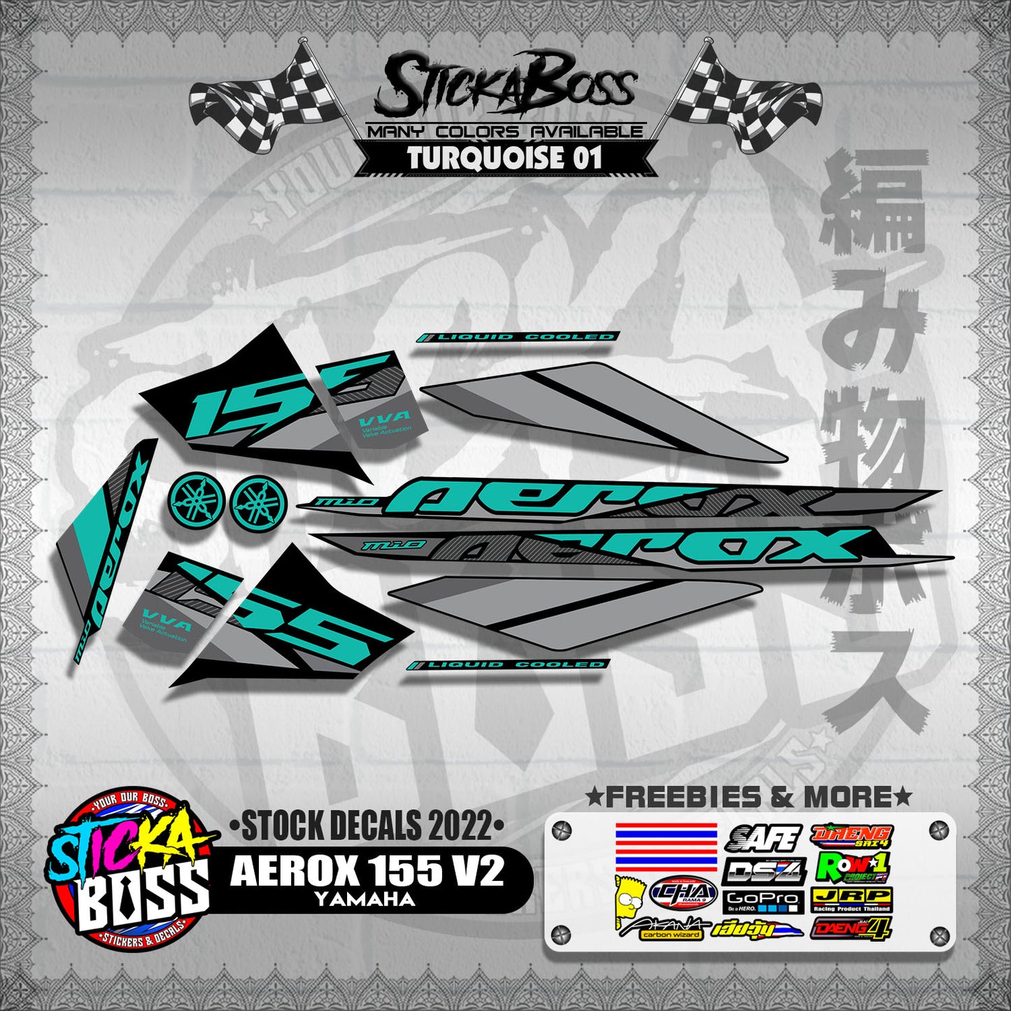 AEROX 155 V2 ( STOCK DECALS 2022 )【WITH FREEBIES】