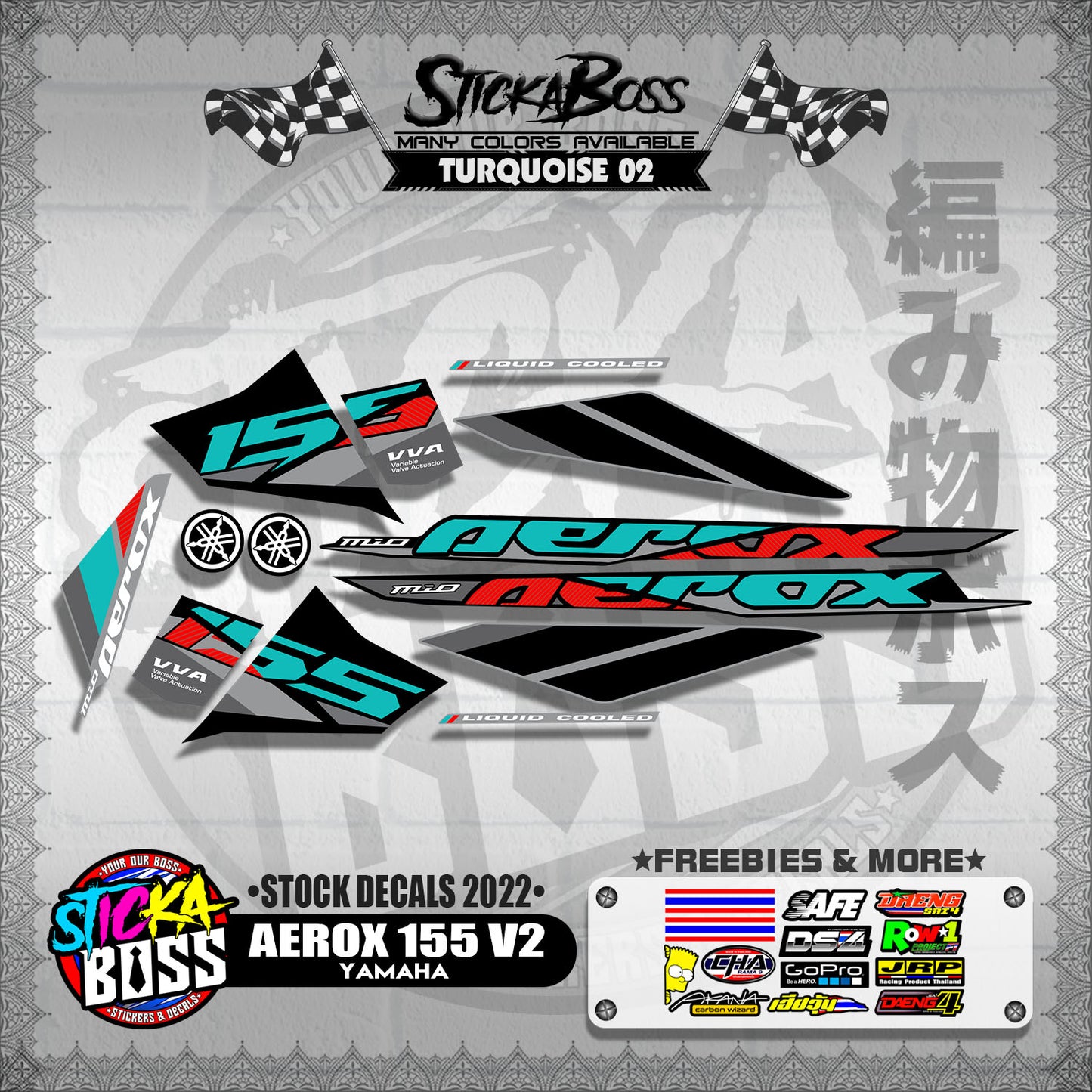 AEROX 155 V2 ( STOCK DECALS 2022 )【WITH FREEBIES】