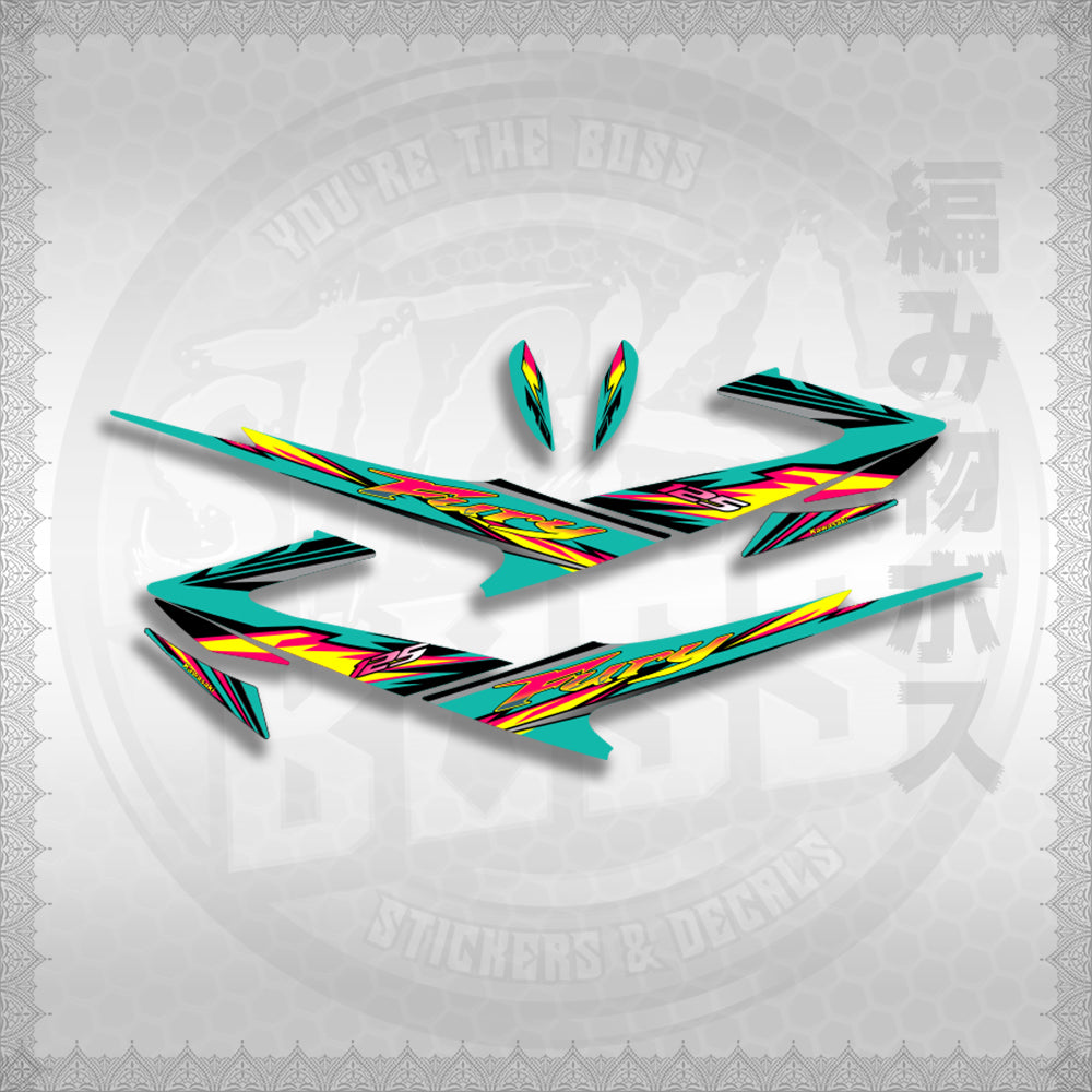 FURY 125 LUEFI RACE FLARE STICKER DECALS By STICKABOSS (SOFIE LAMINATED WATERPROOF)