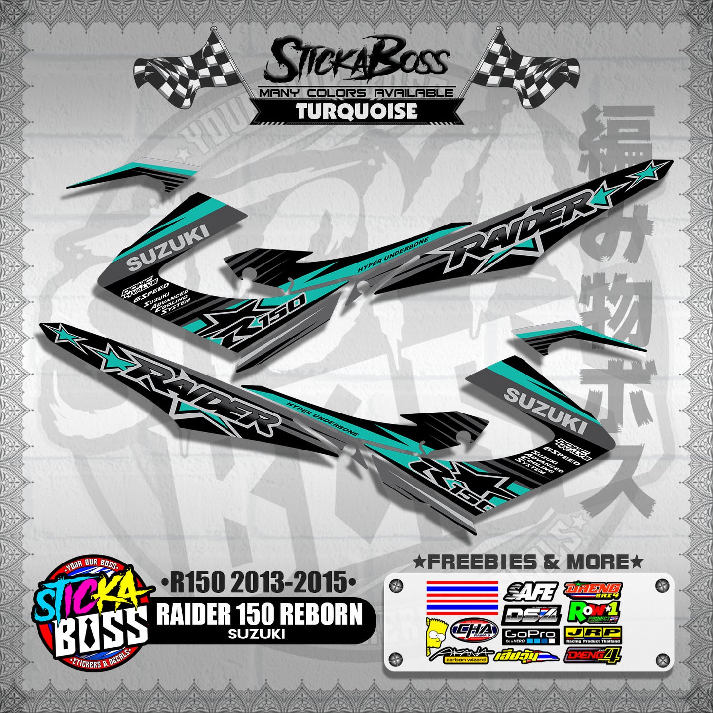 RAIDER 150 REBORN STOCK DECALS ( R150 2013 - 2015 )【WITH FREEBIES】