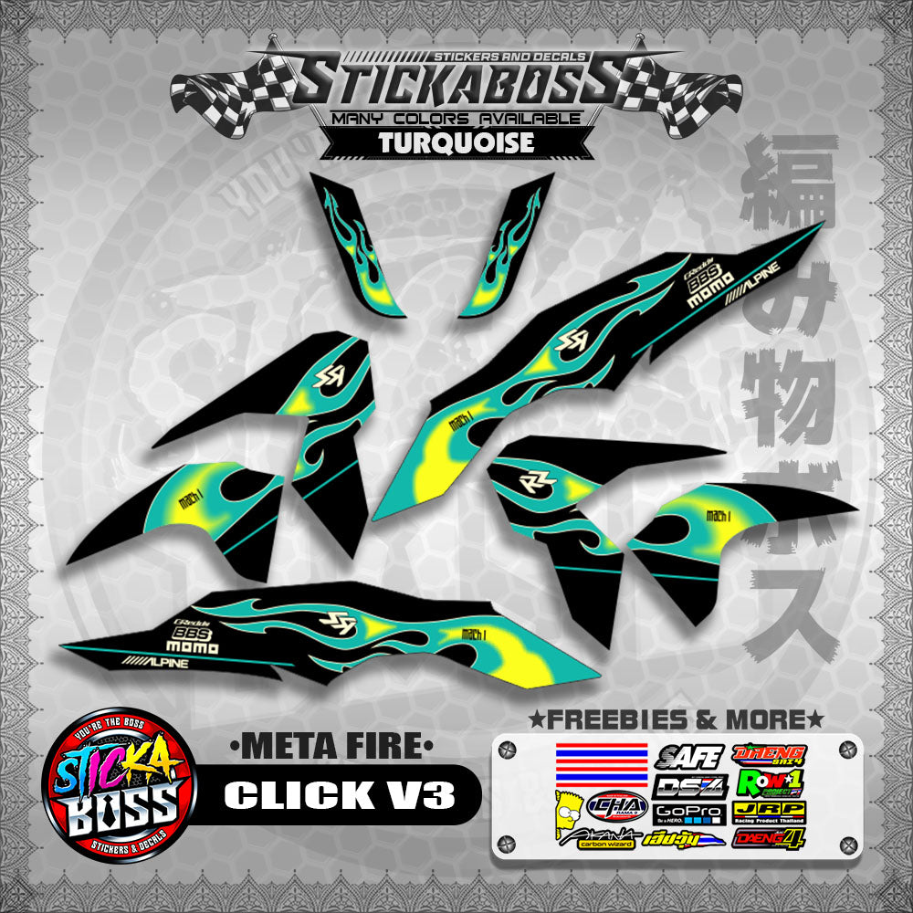 CLICK V3 STICKER DECALS ( META FIRE )【WITH FREEBIES】