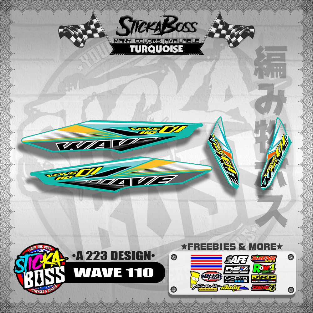 WAVE 110 DECALS ( A 223 DESIGN )【WITH FREEBIES】
