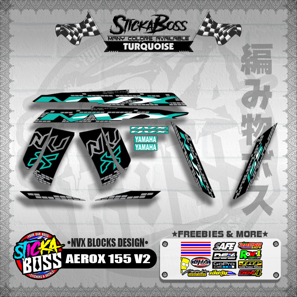 AEROX 155 V2 DECALS ( NVX BLOCKS DESIGN )【WITH FREEBIES】
