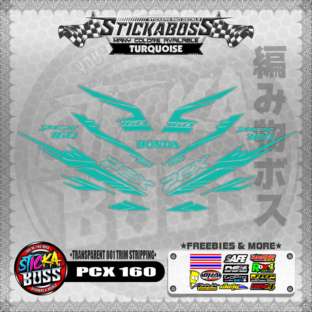 【PREMIUM UV PRINT】TRANSPARENT PCX 160 STICKER DECALS ( 001 TRIM STRIPPING )【WITH FREEBIES】