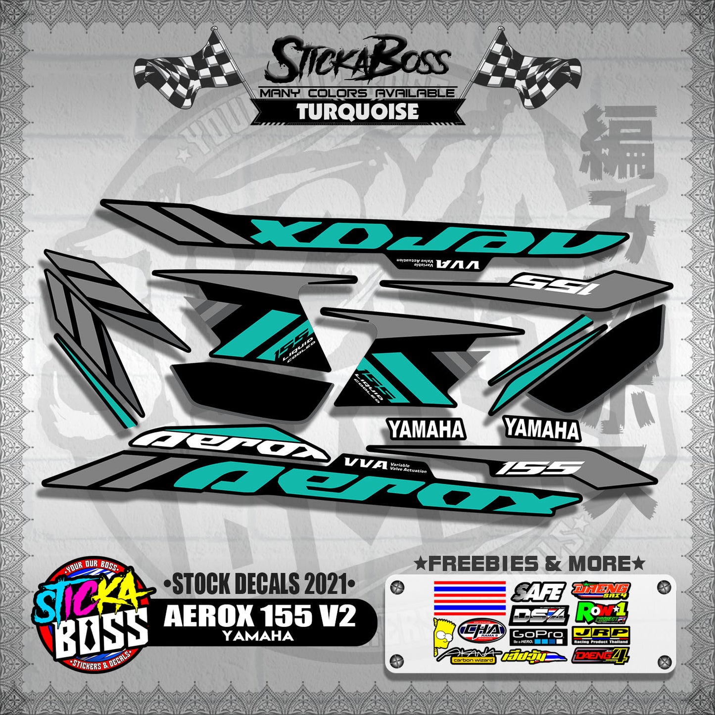 AEROX 155 V2 ( STOCK DECALS 2021 )【WITH FREEBIES】