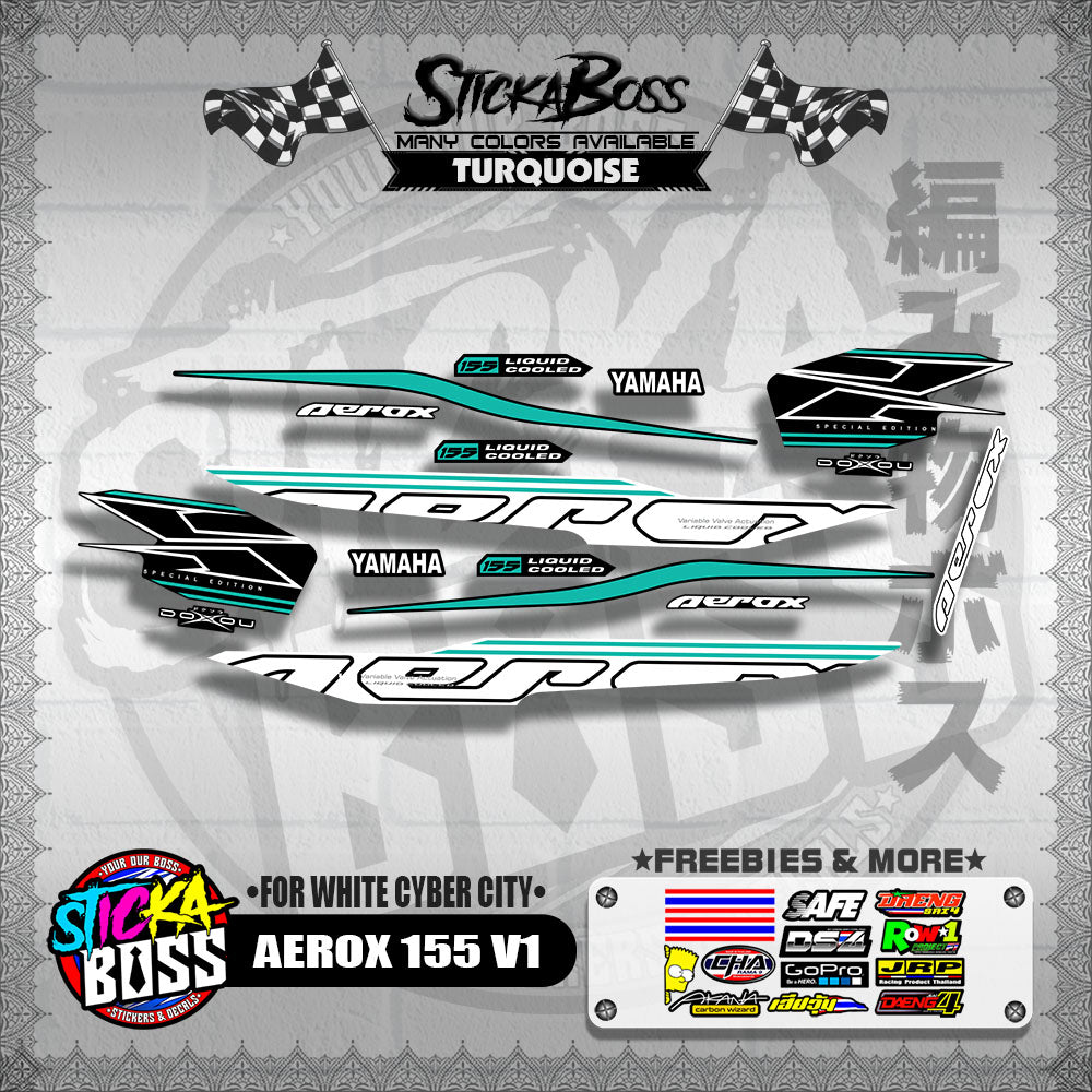 AEROX 155 V1 DECALS ( FOR WHITE CYBER CITY )【WITH FREEBIES】