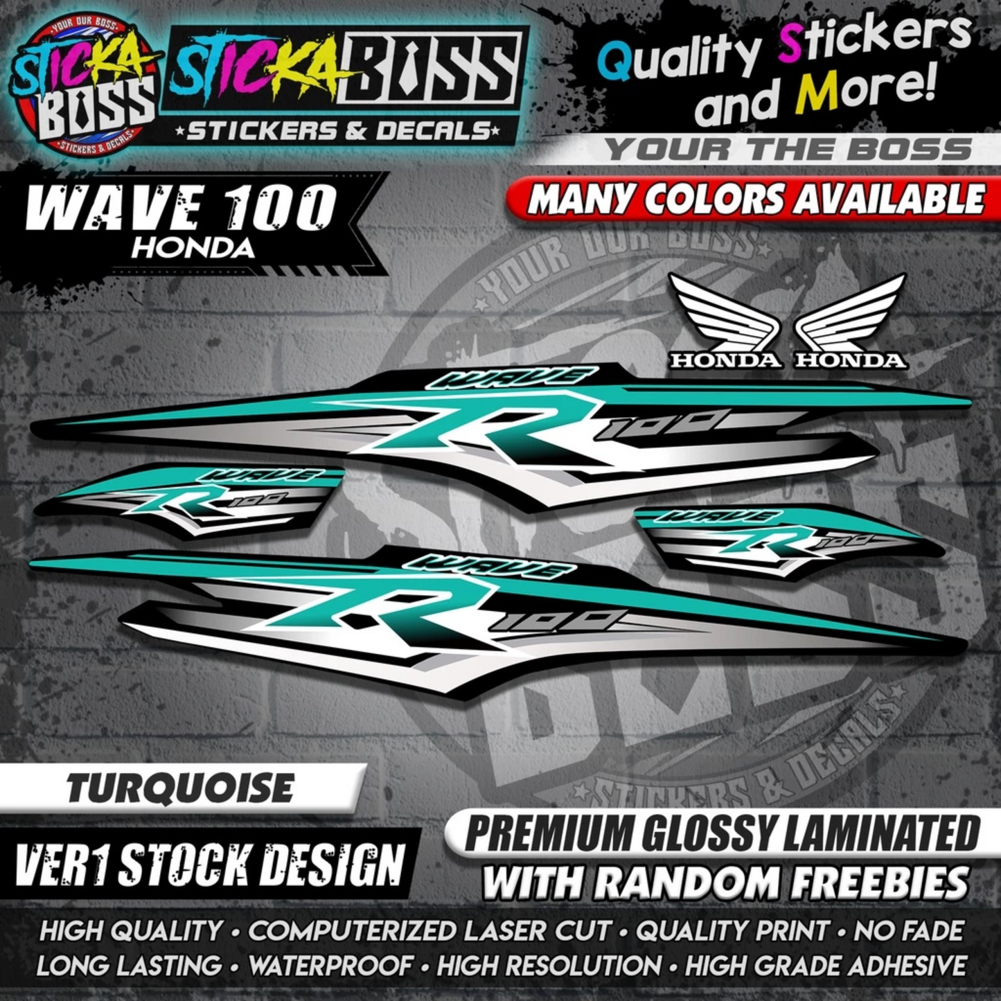 HONDA WAVE 100 R DECALS (Ver1 Stock Design)【WITH FREEBIES】