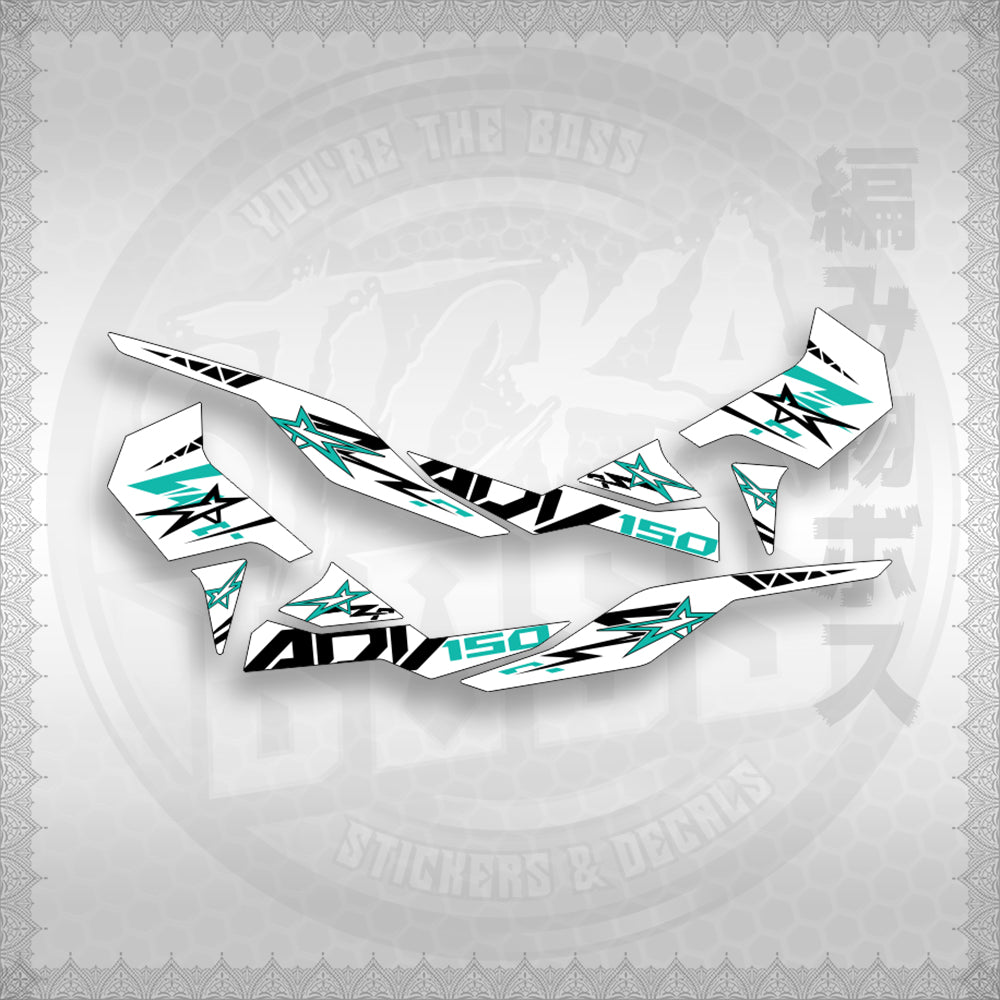 STICKER DECALS for ADV 150 (A150ALxOMINFOWH) By STICKABOSS (SOFIE LAMINATED WATERPROOF)