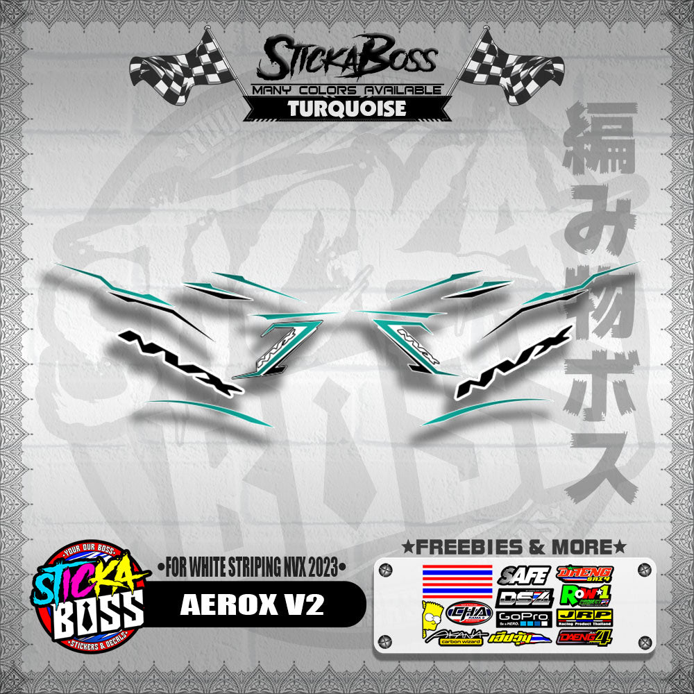 AEROX V2 DECALS ( FOR WHITE STRIPING NVX 2023 )【WITH FREEBIES】