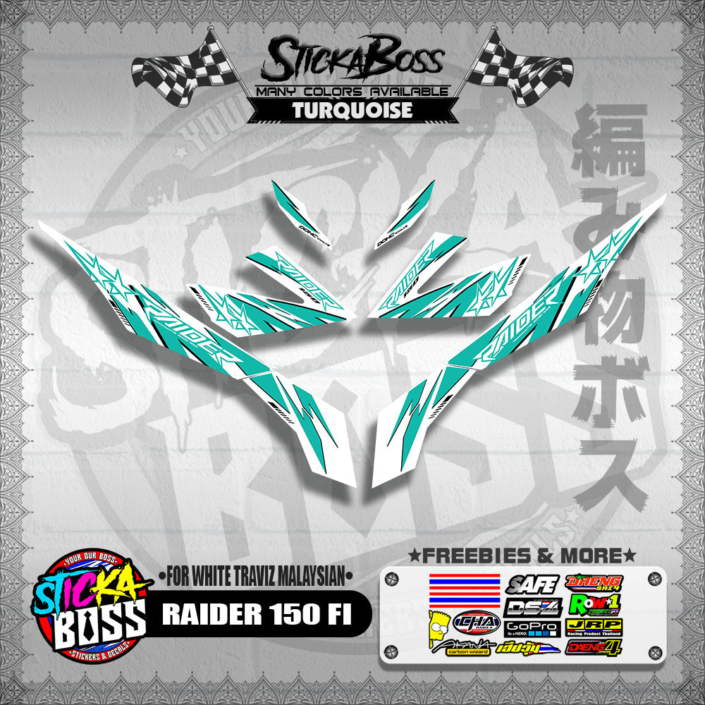 RAIDER 150 FI DECALS ( FOR WHITE TRAVIZ MALAYSIAN )【WITH FREEBIES】