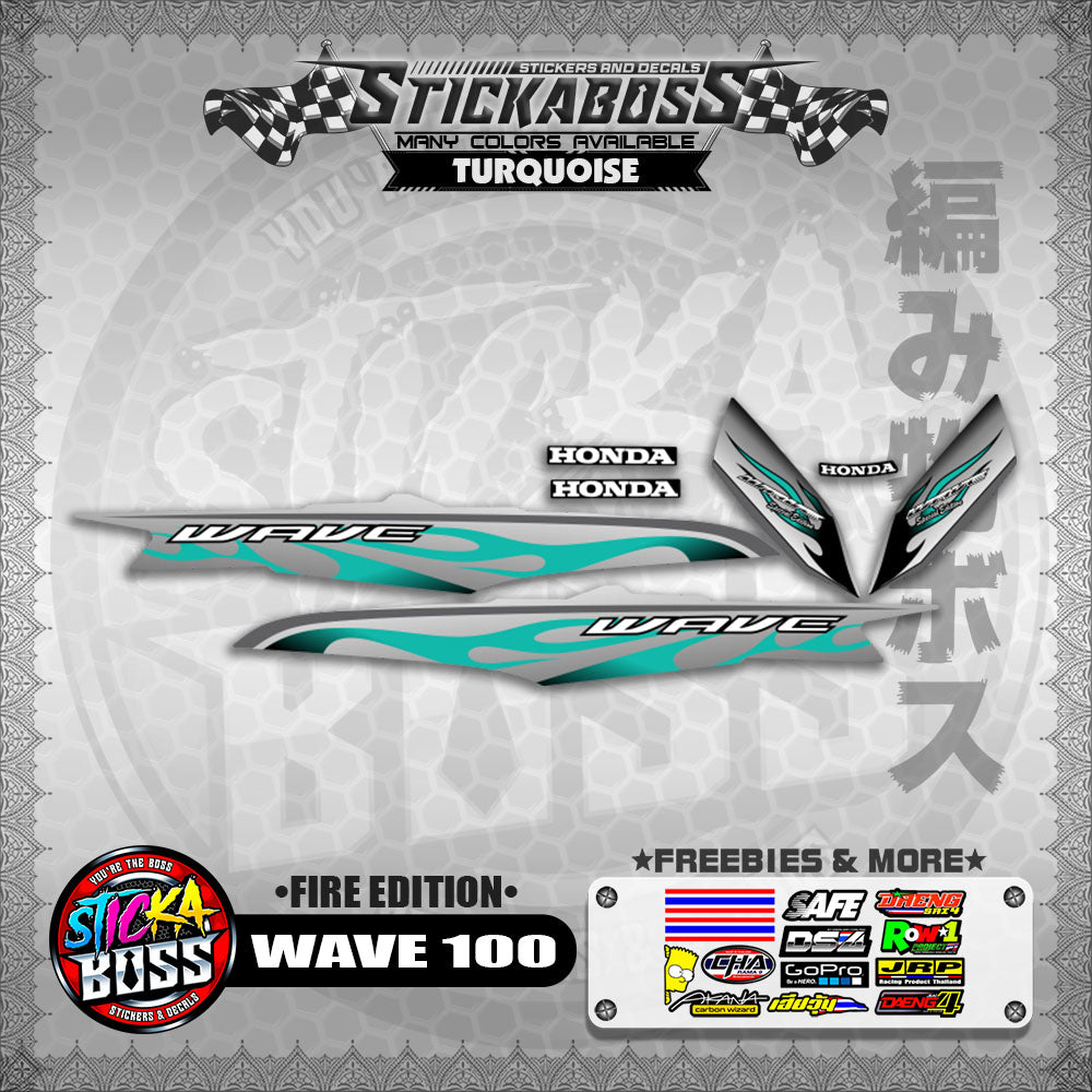 WAVE 100 STICKER DECALS ( FIRE EDITION )【WITH FREEBIES】