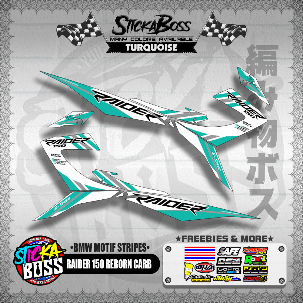 RAIDER 150 REBORN CARB DECALS ( BMW MOTIF STRIPES )【WITH FREEBIES】