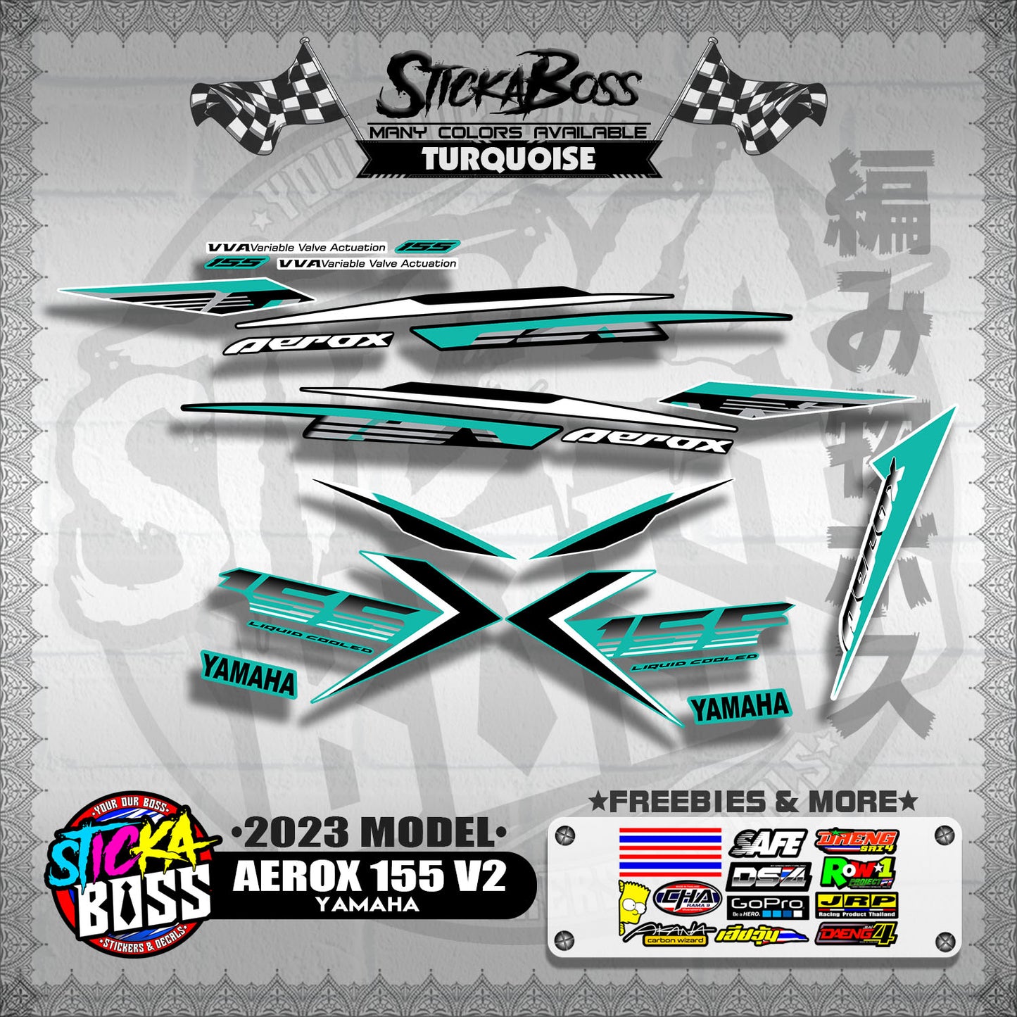 AEROX 155 V2 2023 STOCK DECALS ( 2023 MODEL )【WITH FREEBIES】