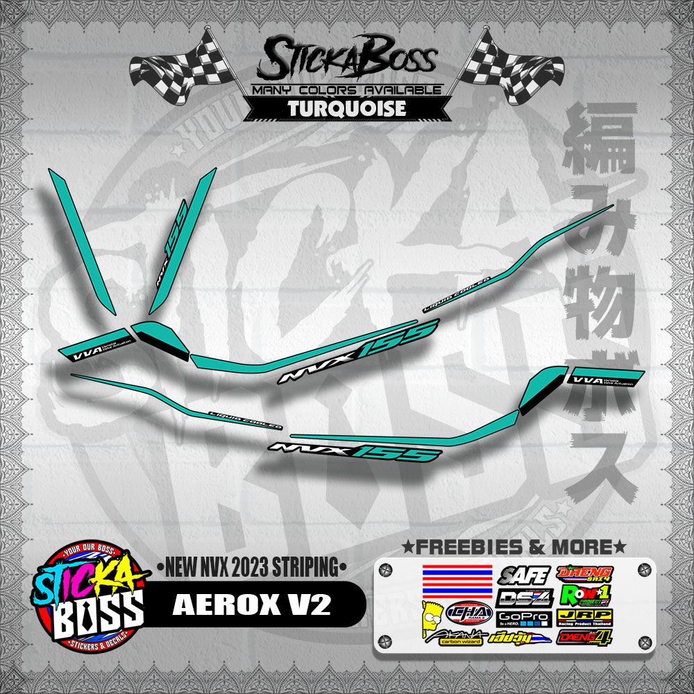 AEROX V2 MALAYSIAN DECALS ( NEW NVX 2023 STRIPING )【WITH FREEBIES】