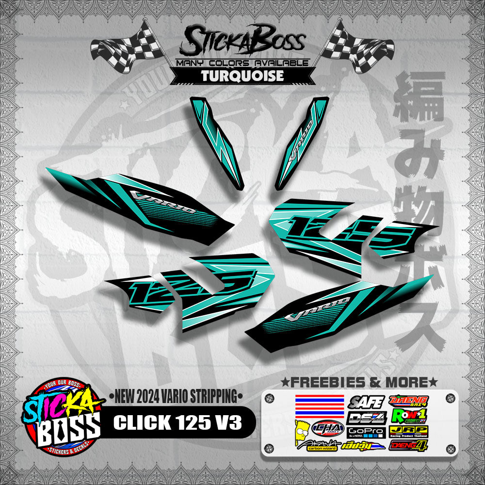 CLICK 125 V3 DECALS ( NEW 2024 VARIO STRIPPING )【WITH FREEBIES】