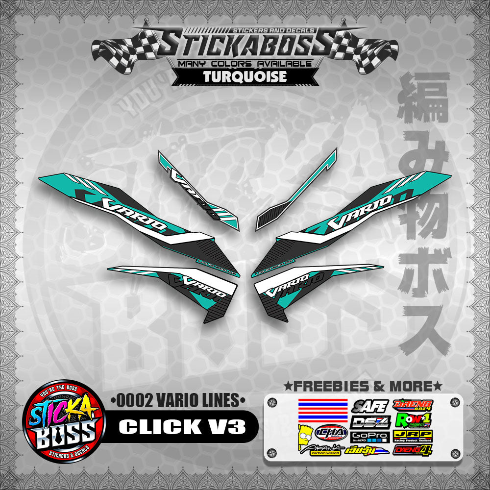 CLICK V3 STICKER DECALS ( 0002 VARIO LINES )【WITH FREEBIES】
